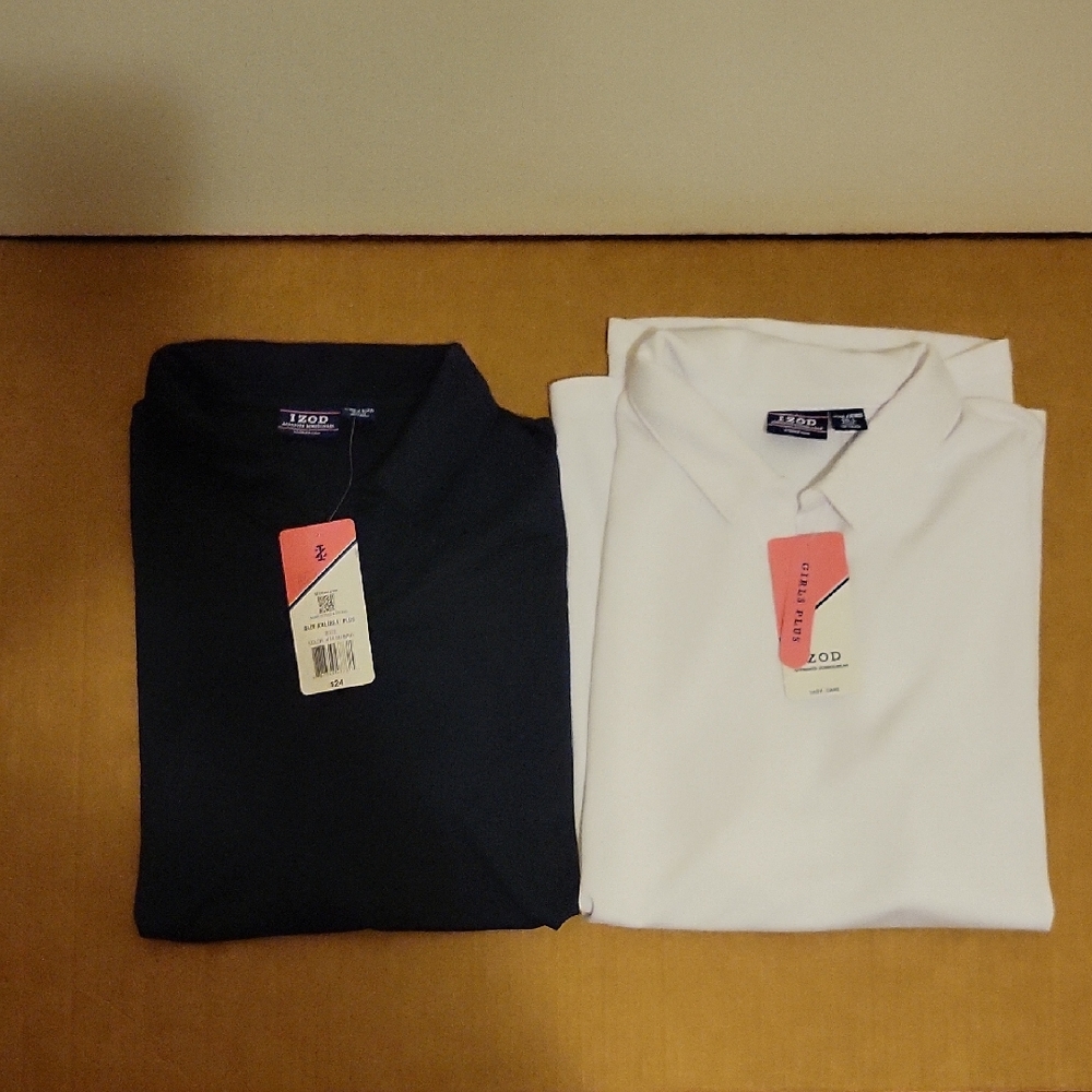 NWT: Izod Girls Navy and White Polo Shirts